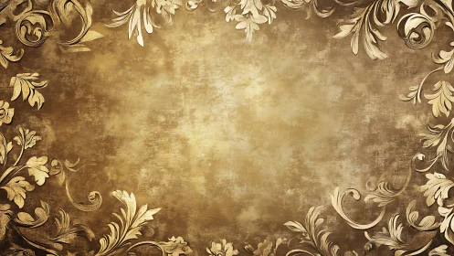 Gold-toned floral frame encloses a textured central field