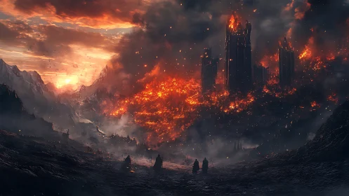 Burning Kingdom: Apocalyptic Fantasy Landscape