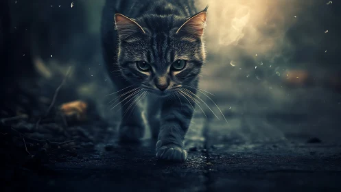 Feline Hunter Emerges Through Atmospheric Haze With Piercing Gaze