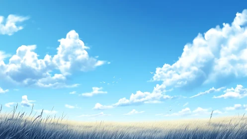 Summer wind combs silver grass beneath wandering clouds