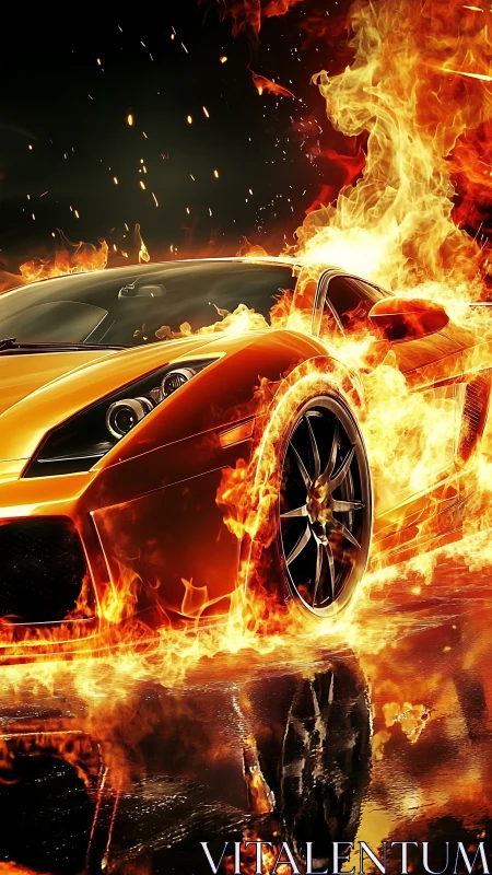 Luxury Sports Car Engulfed in Raging Flames.