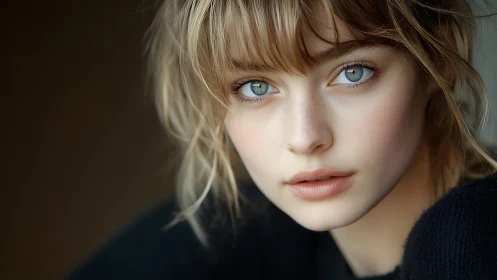 Photorealistic close-up portrait with shallow depth of field.