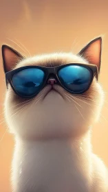 Felid Specimen Sporting Oversized Aviator Eyewear.