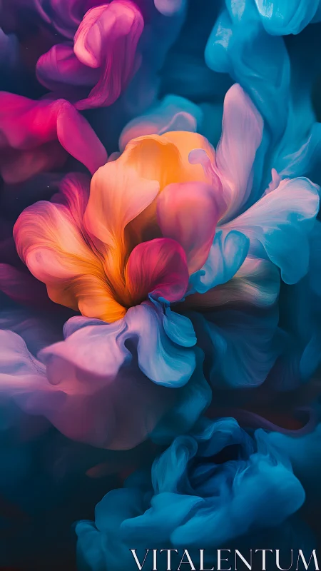 Luminous petal currents swirling through neon dusk bloom.