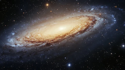 Spiral galaxy core rendered in high-contrast photoreal detail