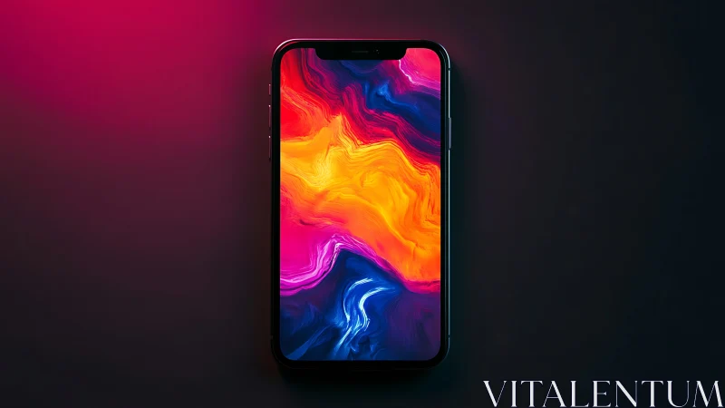 Smartphone with Fluid Gradient Wallpaper Display.