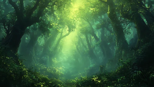 Emerald Cathedral: Where Sunlight Weeps Through Ancient Boughs.