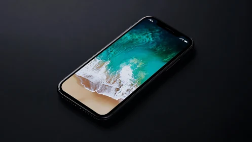 Smartphone Device Mockup with Coastal Beach Imagery.