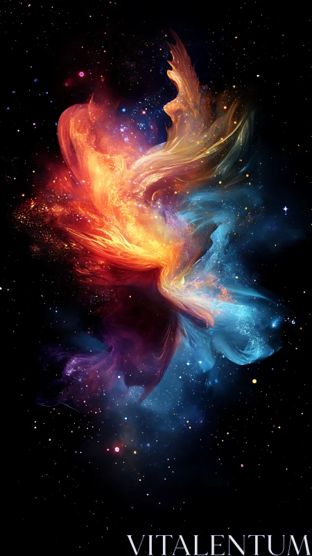Bipolar nebular phoenix formed from colliding chromatic gas plumes.