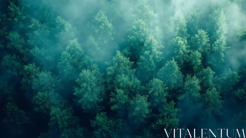 Misty Forest Canopy: Nature's Emerald Dream.