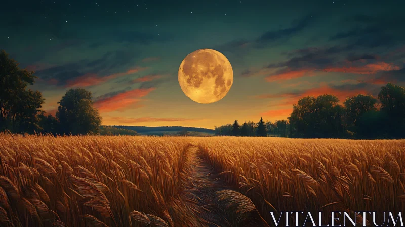 Moonrise over amber wheat, where twilight fields breathe.