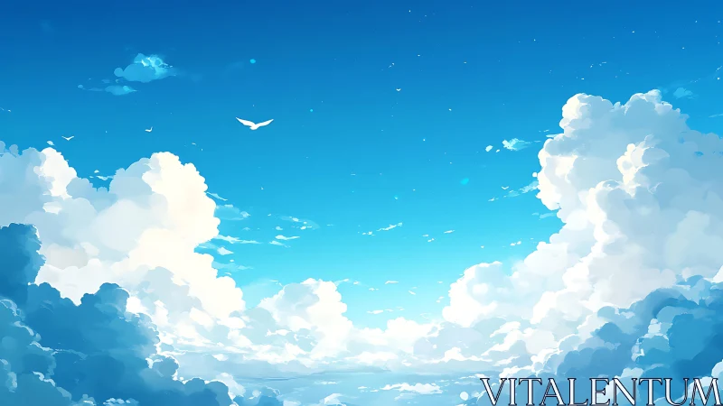 Daydreaming sky cathedral of clouds and drifting wings.