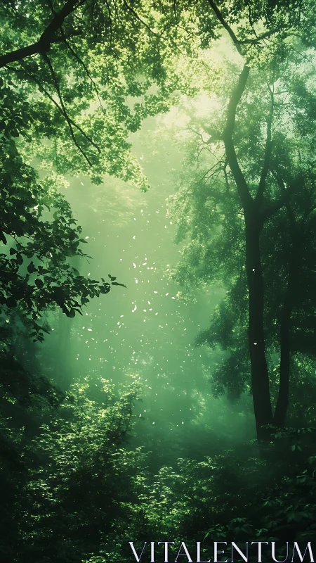 Verdant Forest Cathedral: Sunlit Canopy With Ethereal Light.