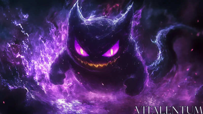 Ghostly purple creature emerges from swirling cosmic fire.