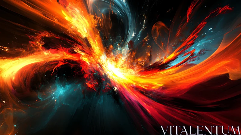 Digital painting of chromatic energy vortex with explosive core.