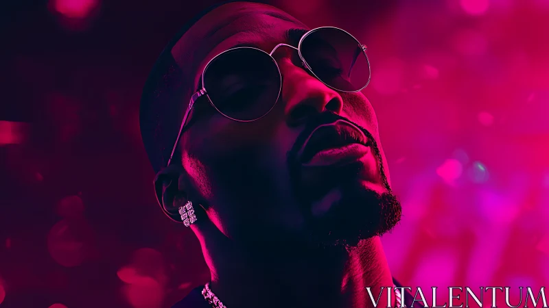 Neon crowned cool: sunglasses, diamonds, and midnight glow.