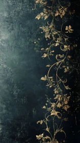Gold floral vine borders textured dark teal background
