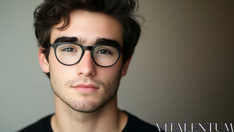 Young man with glasses in soft natural portrait lighting.