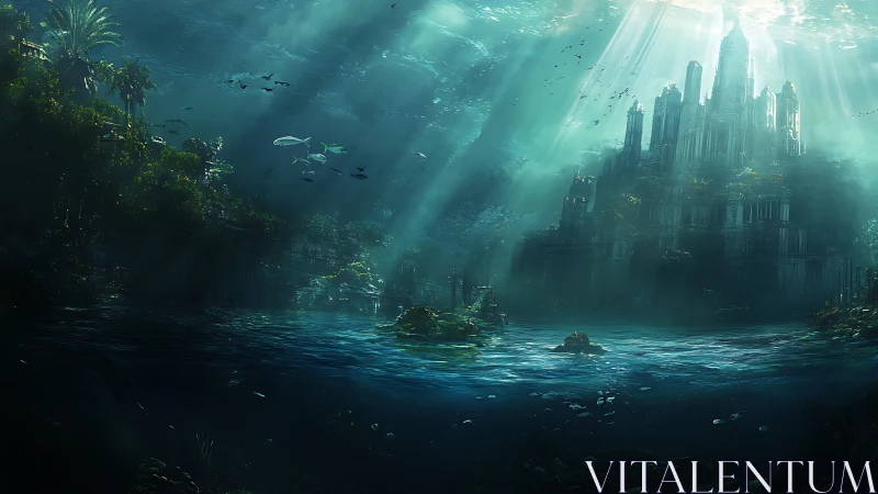 Sunlit underwater ruins reveal a majestic lost ocean city