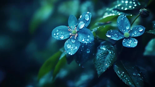 Turquoise Petals Dripping with Dewdrop Jewels.