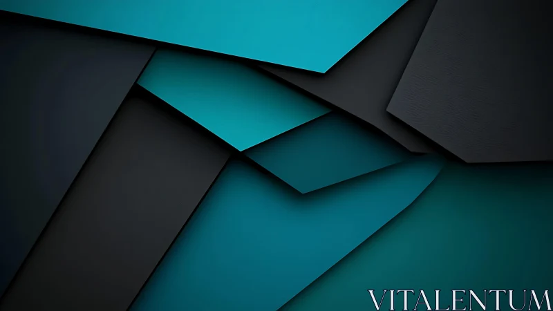 Abstract geometric layered background in teal and black modern style.