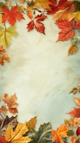 Autumn leaves frame soft vintage paper for seasonal text