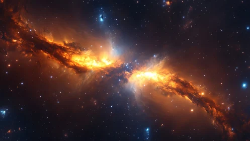 Stellar nebula filament with luminous dust lane across space