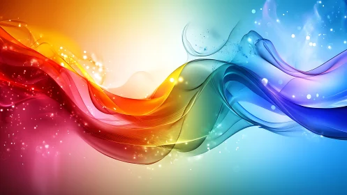 Colorful flowing light waves over soft gradient background.