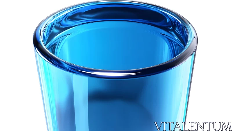 Close-up of blue glass tumbler in modern, minimalist style.