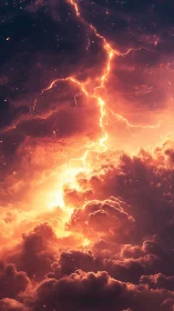 Fiery storm clouds erupt as molten lightning tears the sky
