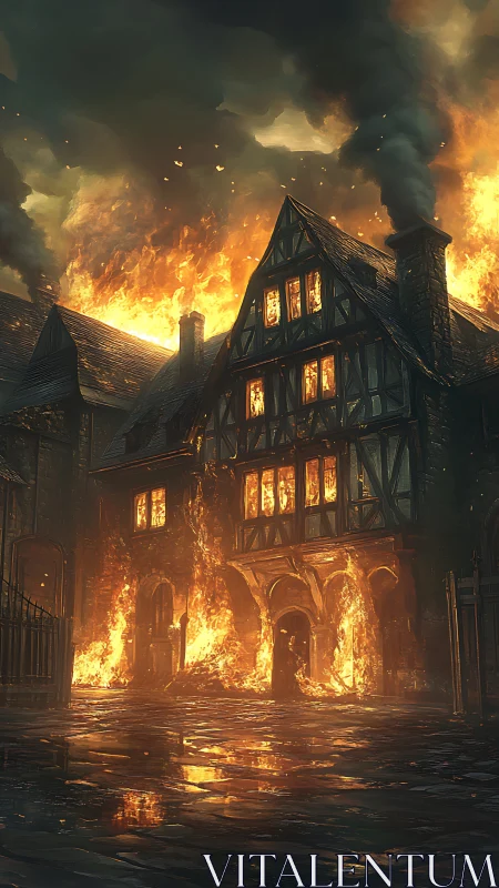 Tudor-Era Architecture Engulfed in Catastrophic Conflagration.