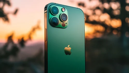 Alpine Green iPhone 13 Pro Max Showcase with Triple Optical Camera Array.