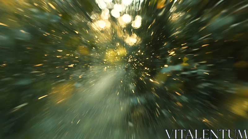 Abstract forest light burst with dynamic motion effect.