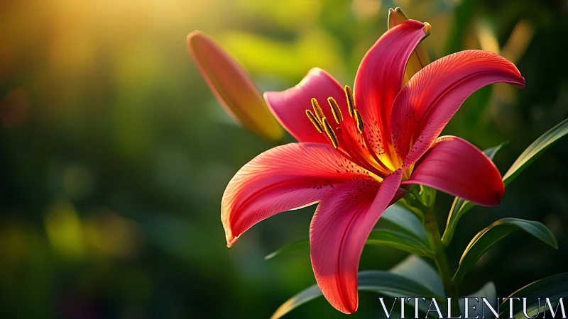 Crimson Lily Ablaze: Nature's Velvet Torch Unfurls.