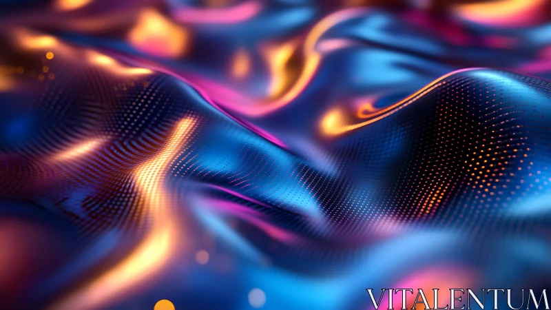 Neon wave surface forms glowing dotted light gradients