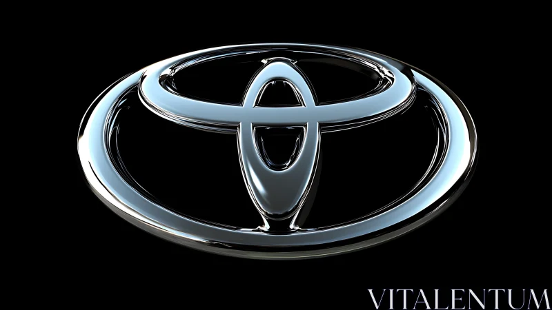 High-gloss chrome automotive emblem rendered with reflective HDR lighting