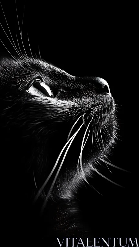 Cat's Penetrating Gaze Through Darkness and Light