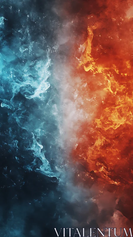 Fire and Ice Collision: Where Opposing Elements Dance in Fiery Discord.