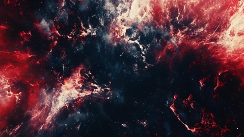 Nebular void engulfed by crimson cosmic turbulence.