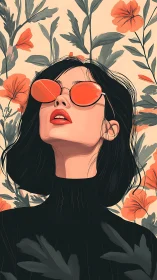 Sunlit confidence among bold flowers and soft daydreams.