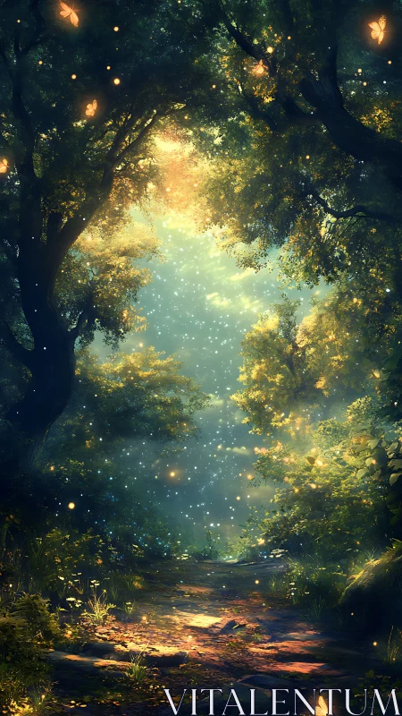 Luminescent Forest Canopy with Atmospheric Light Diffusion and Particle Effects