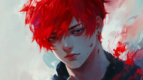 Storm-bright red hair framing a quietly defiant gaze.