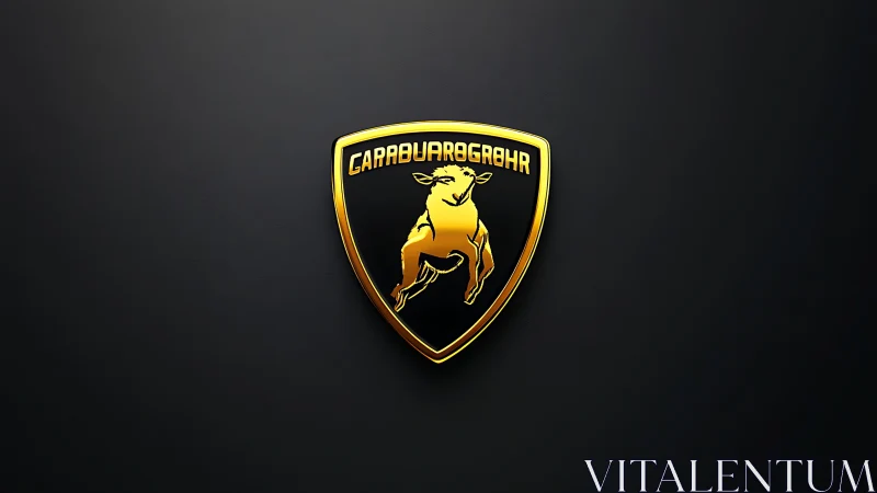 Gold shield logo with leaping bull emblem on matte black field