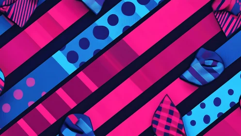 Diagonal neckties form alternating linear pattern bands