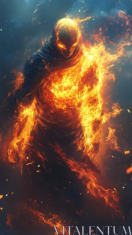 Fiery humanoid figure engulfed in swirling orange flames.
