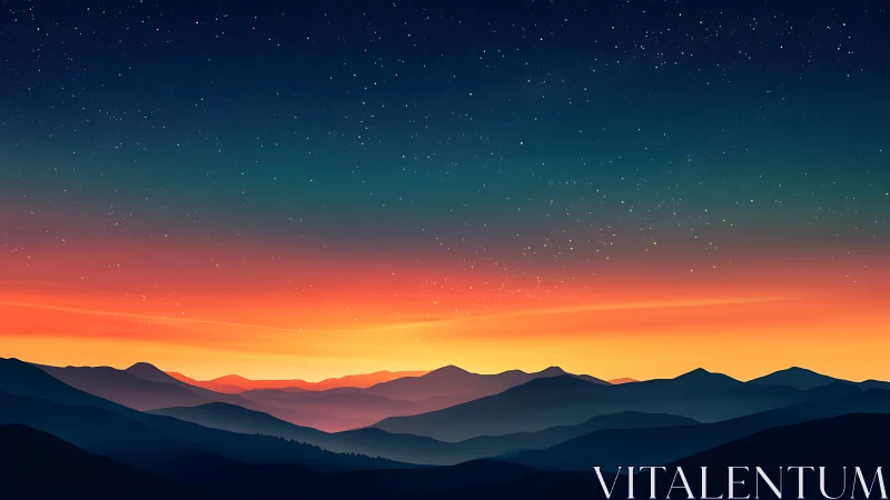 Aurora-kissed mountain waves under a dreamy ember horizon.