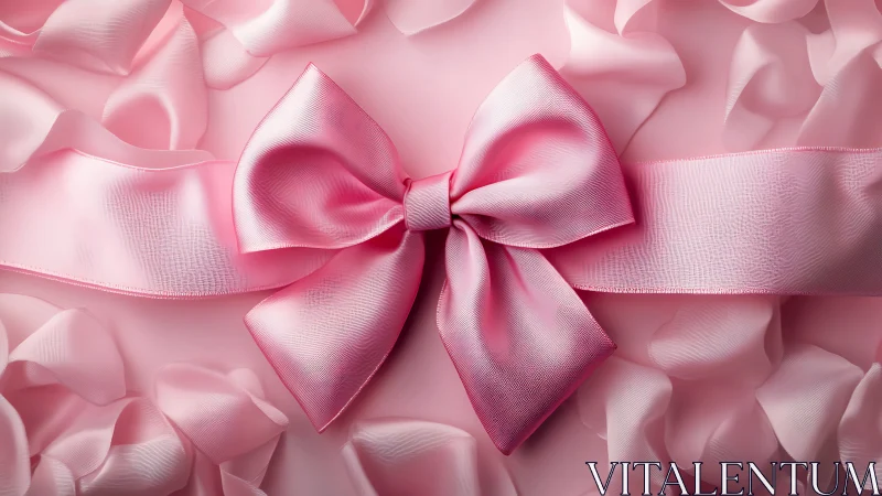 Luxury Pink Bow Against Ruffled Ribbon Background