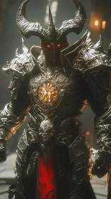 Hellforged warlord crowned in molten armor and ruinous light.