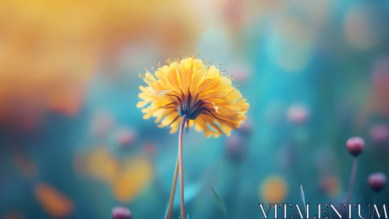 Golden Gerbera Daisy with Selective Focus Bokeh Background