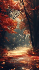 Luminous Tunnel Blazes Where Autumn's Crimson Canopy Ignites